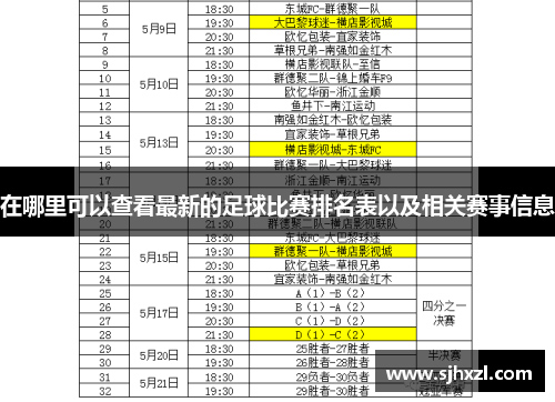 在哪里可以查看最新的足球比赛排名表以及相关赛事信息